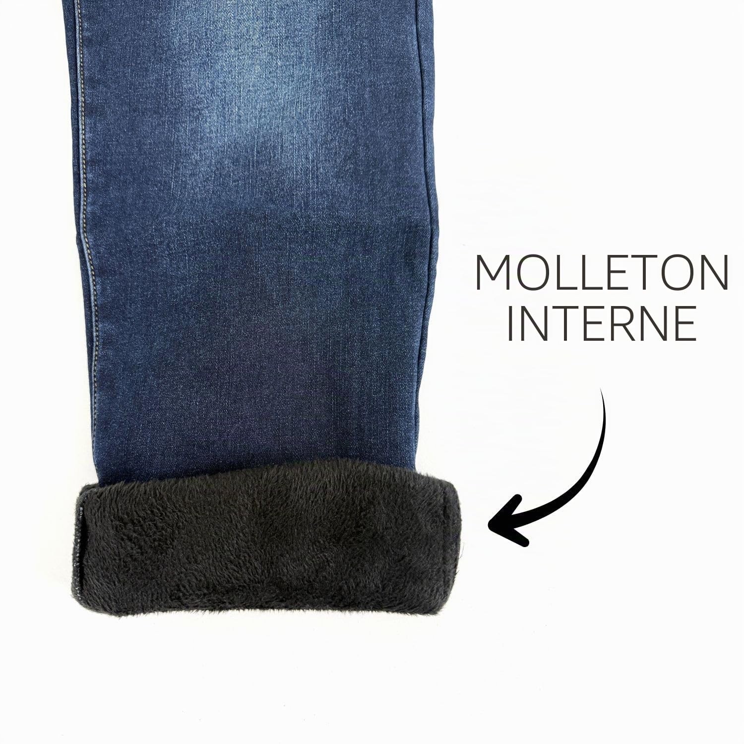 TONY BACKER - Jeans molletonnés pour Homme, Pantalon rembourré pour Homme avec Polaire, Chaud pour l'hiver, Jeans élastiques Thermiques Confortables et Polyvalents pour Le Travail, Les Loisirs, Bleu