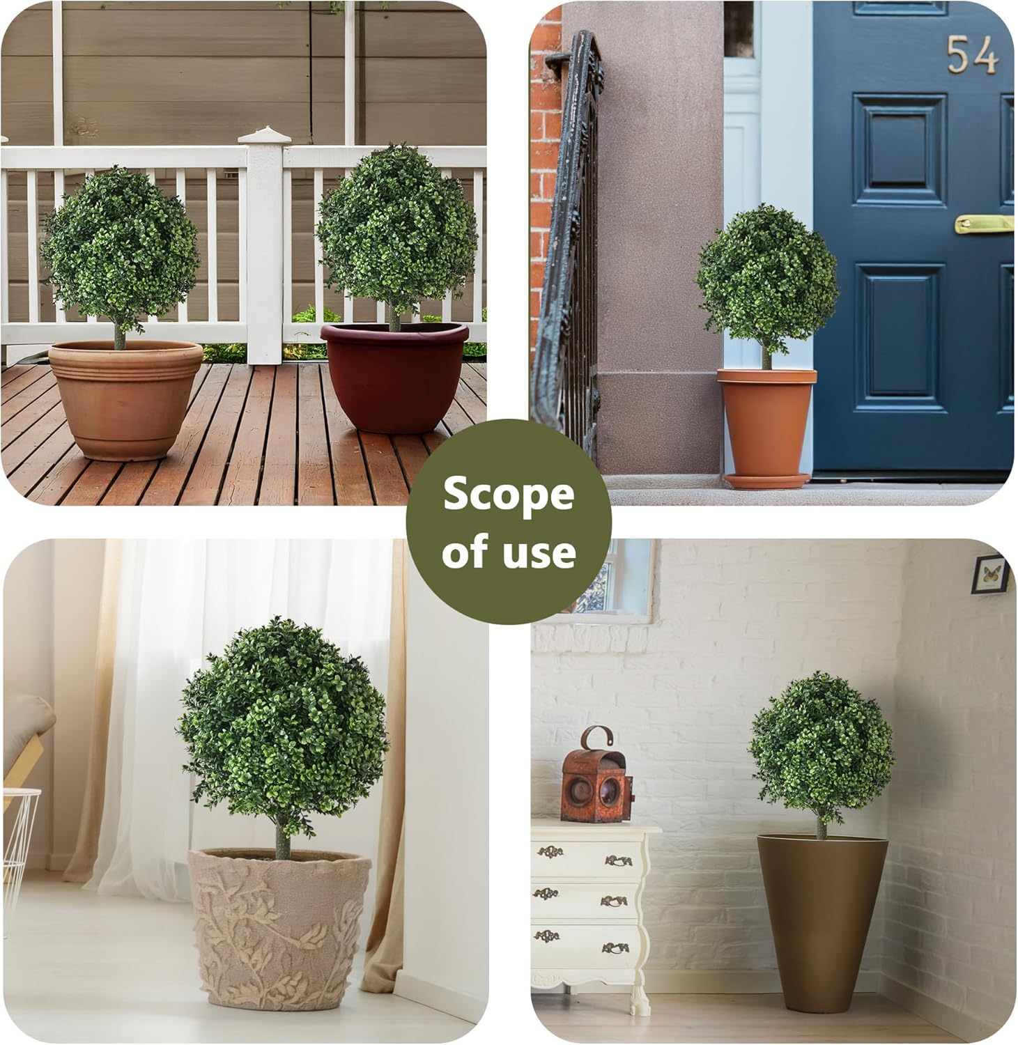 28" Artificial Boxwood Topiary Ball Trees with Ground Spike for Outdoor,Set of 2 UV Resistant Artificial Shrub Bushes,Artificial Plants,Fake Boxwood Plants for Indoor, Garden, Yard,Patio Décor - Image 3