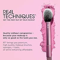 Vista 9 de Real Techniques Tapered Cheek Brush, RT 449 Fluffy Blending Brush for Powder Blush & Highlighter, UltraPlush Synthetic Bristles, Vegan &
