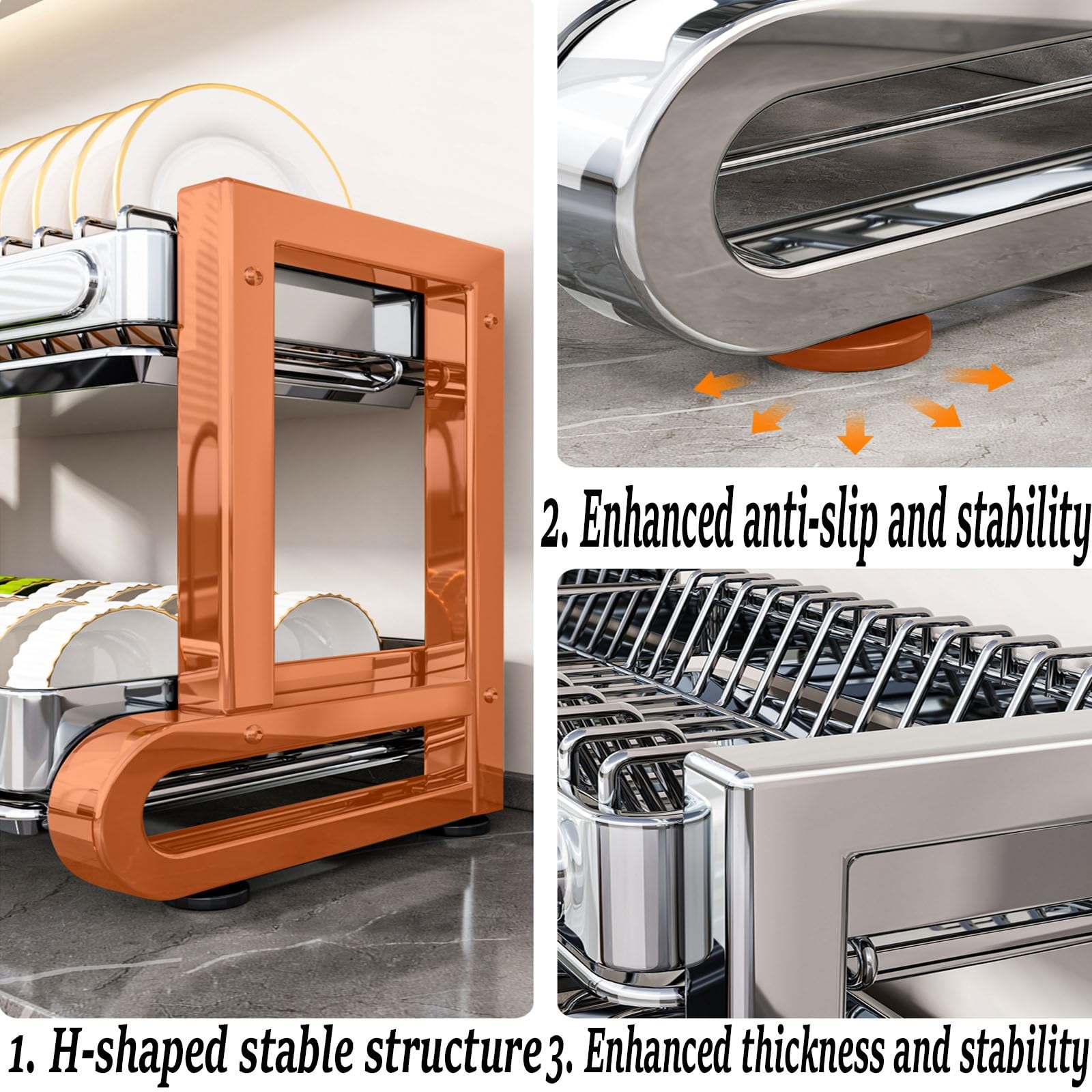Égouttoir en Acier Inoxydable 304, Rangement de Cuisine, Bol Multifonctionnel pour la Maison, Convient aux comptoirs d'évier, pour (Acier Inoxydable 55 cm/21,9 po Triple Couche)