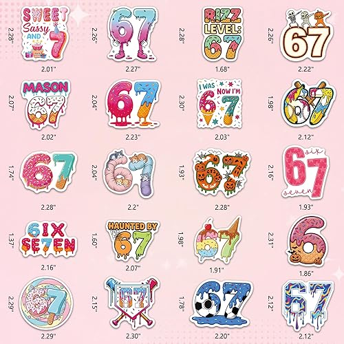 Vista 4 de DETICKERS Six Seven Stickers 50 PCS Waterproof Vinyl Funny 6 7 Stickers Gifts for Adults Teens