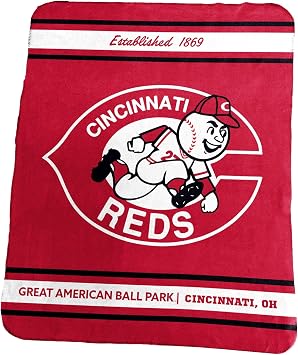 Logo Brands MLB Classic Fleece Throw Blanket - 50" x 60" Cincinnati Reds - Throwback Red