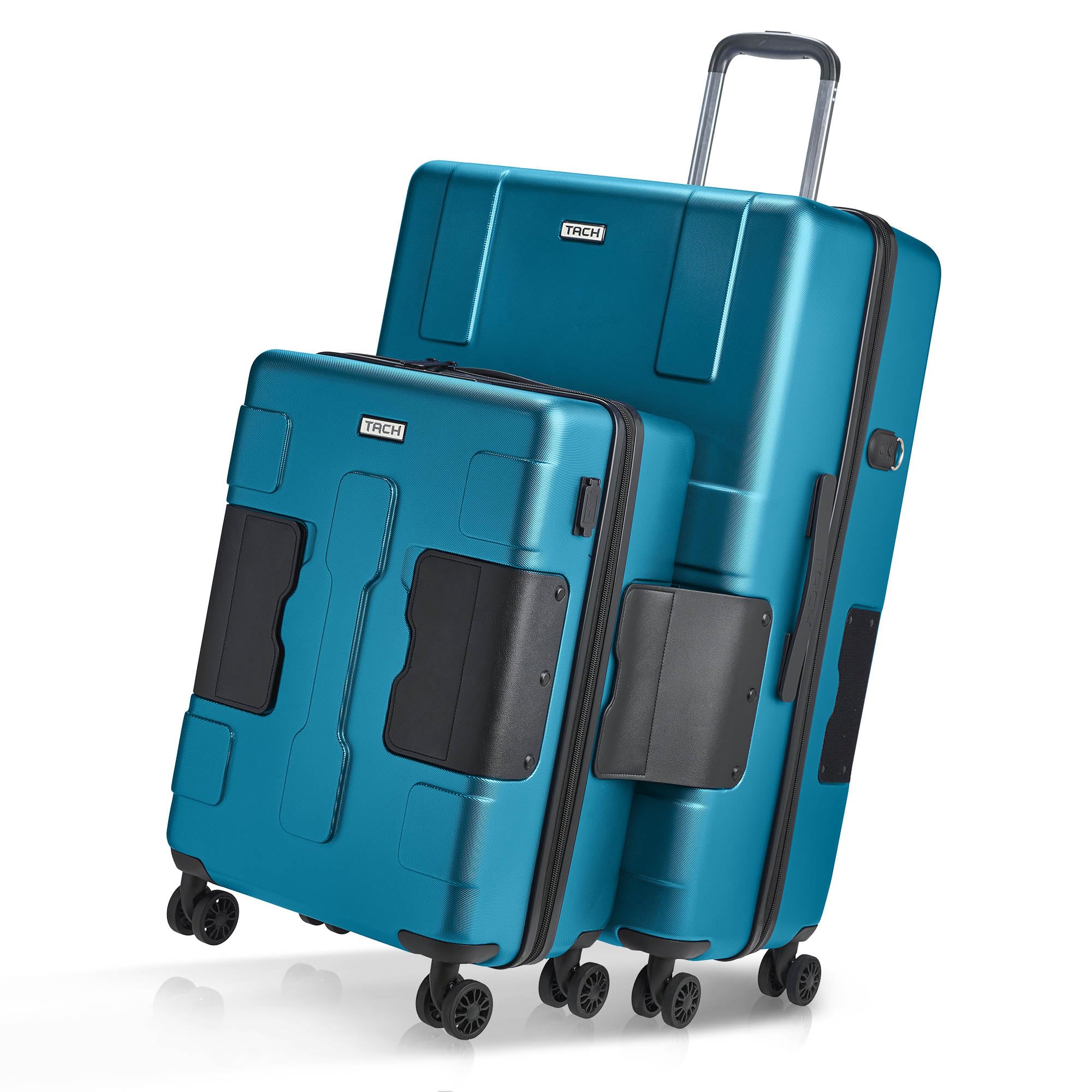 TACHV3.1 Hard Shell 2 Piece Luggage Set - 20 & 28 inch Luggage | Carry On & Large Checked Suitcases | Patented Built-In Connecting System | Rolling Suitcase Links 9 Bags (Sky Blue)