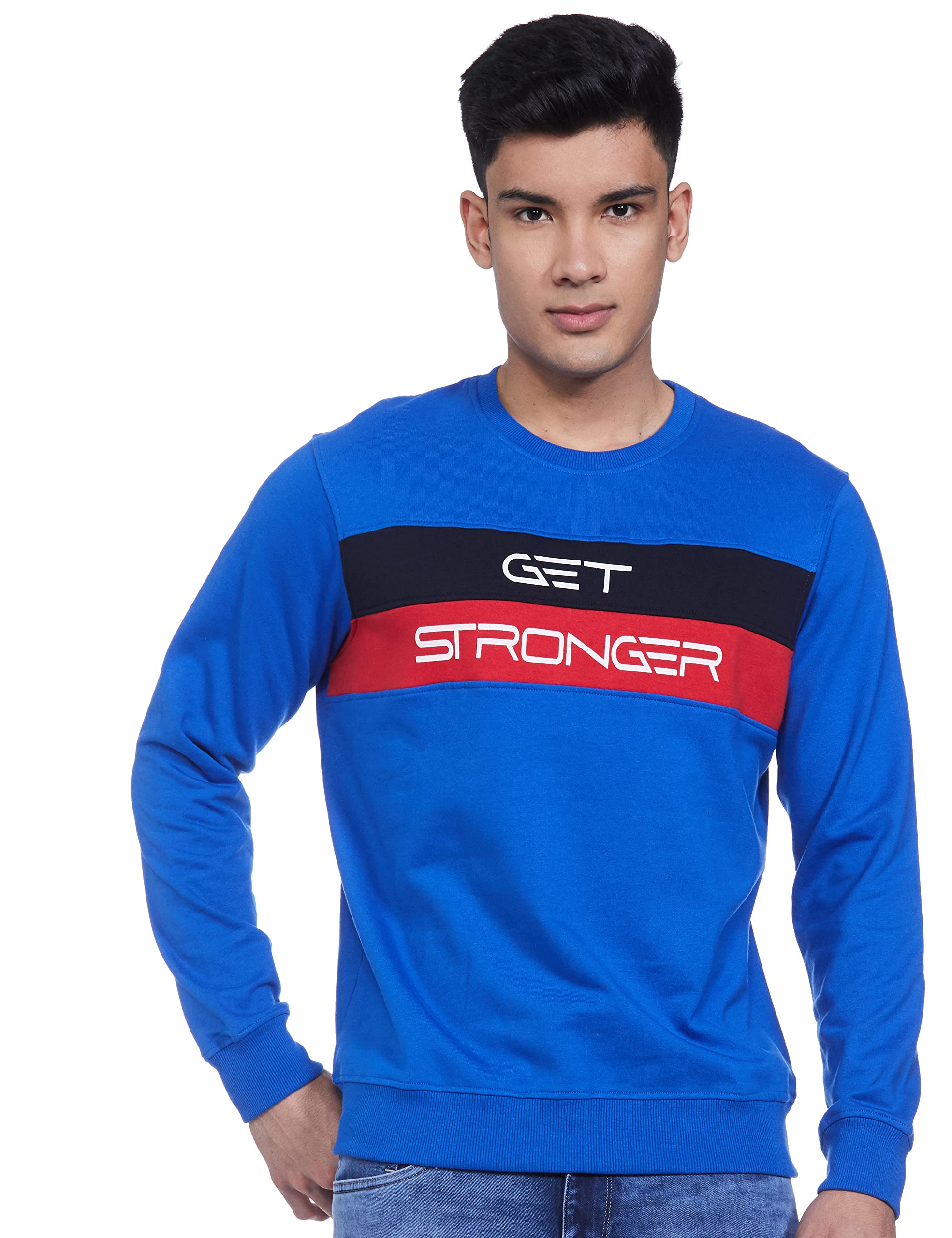 Cotton Blend Men Crew Neck Sweatshirt-image-2