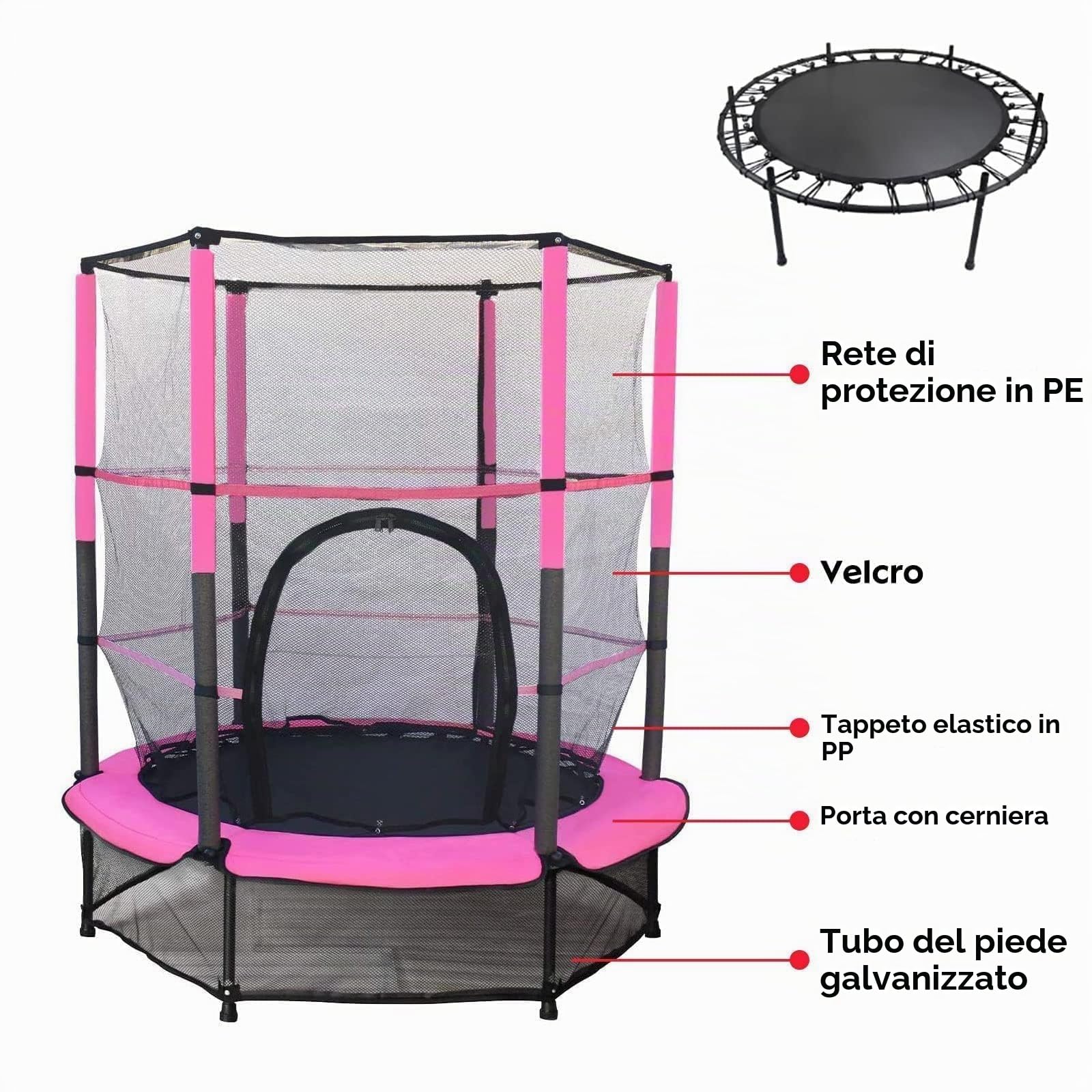 Trampolino Elastico Per Bambini Tappeto Elastico Diametro 140Cm Piccolo Pieghevole Da Esterno Da Giardino Interno Casa Per Saltare Gioco Con Asta Per Gym 2 3 4 6 10 Anni