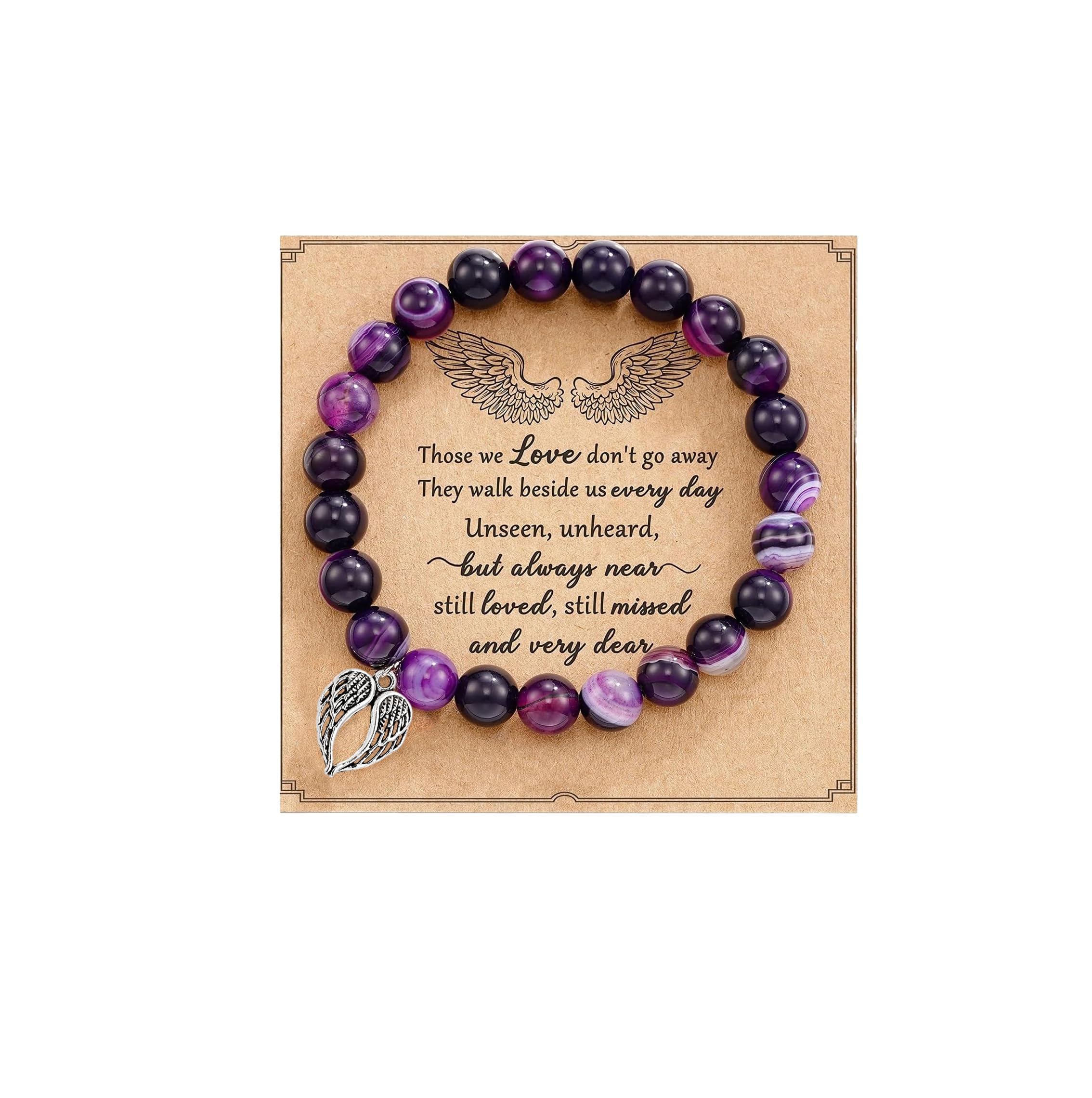 COLORFUL BLING Inspirational Religious Bracelet Guardian Angel Charm Bracelets/Sympathy Gift for Loss of Loved One/Sympathy Gift Amethyst Bead