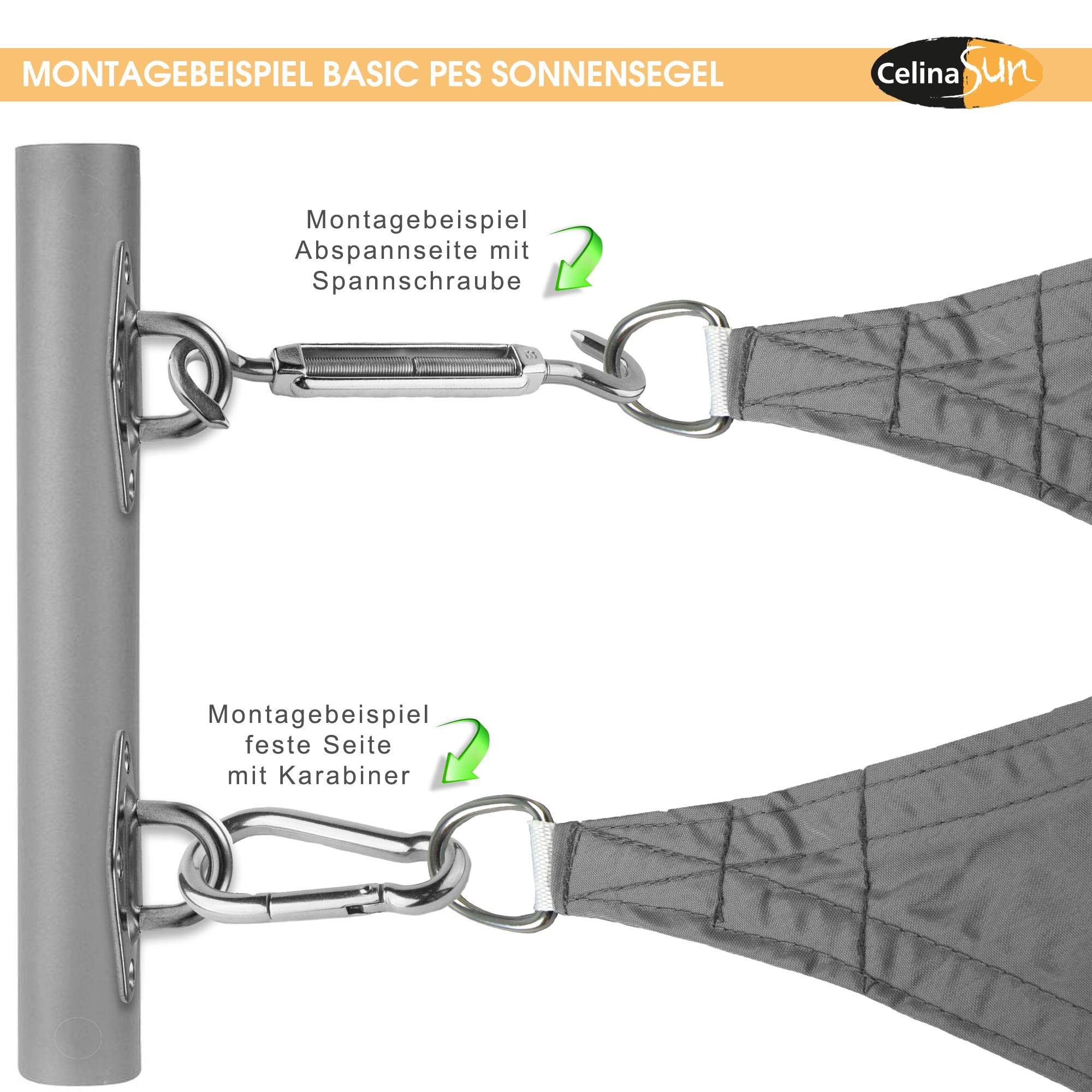 CelinaSun Sonnensegel inkl Befestigungsseile Basic Dreieck rechtwinklig 3,2 x 3,2 x 4,5 m anthrazit Sonnenschutz wasserabweisend