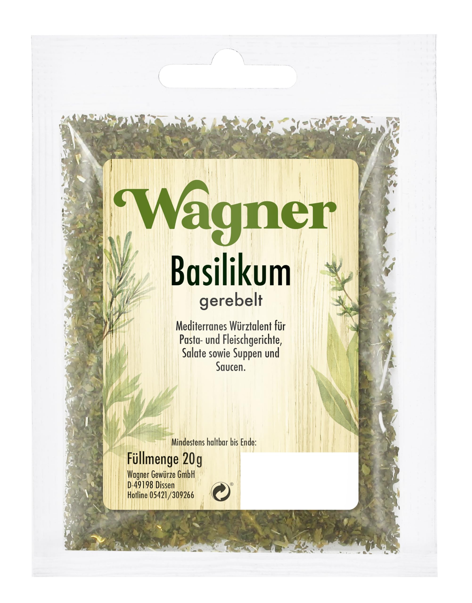Wagner Gewürze - Basilikum gerebelt | 20 g im Beutel