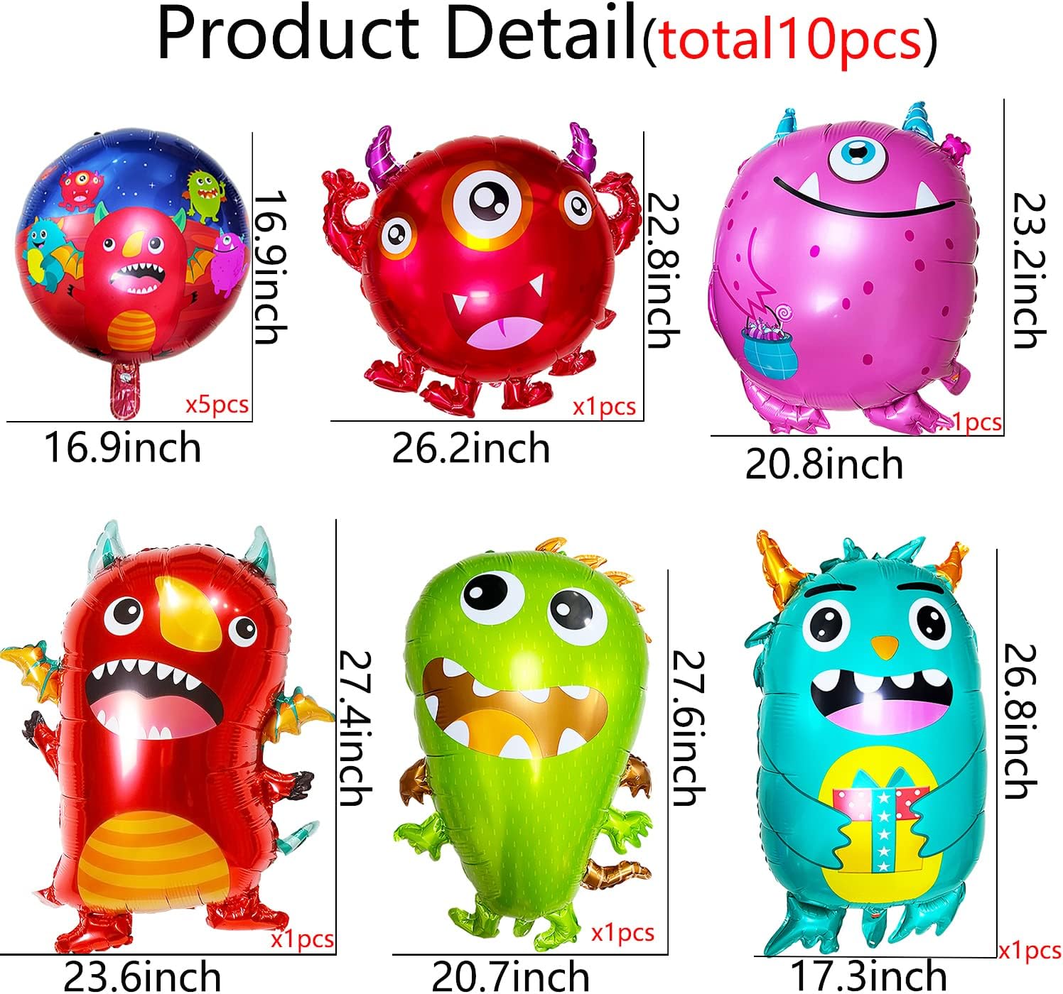 Amazon Timecity モンスターパーティーバルーンセット 10ピース モンスターテーマ パーティーフォイルバルーン キュートなモンスター アルミ風船 バースデーパーティー キッズパーティー記念品 6スタイル バルーン玩具 キッズ ボーイズ ガールズ 風船 バルーン