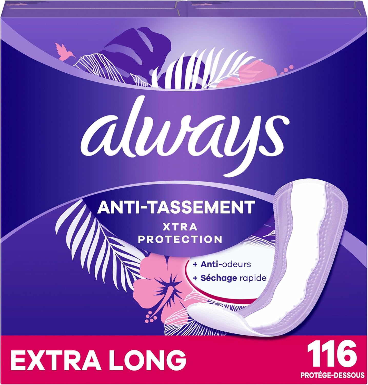 Always Anti-Bunch Xtra Protection Daily Liners, Extra Long Length, Unscented, Feel Clean and Comfortable, 116 Count - Image 2