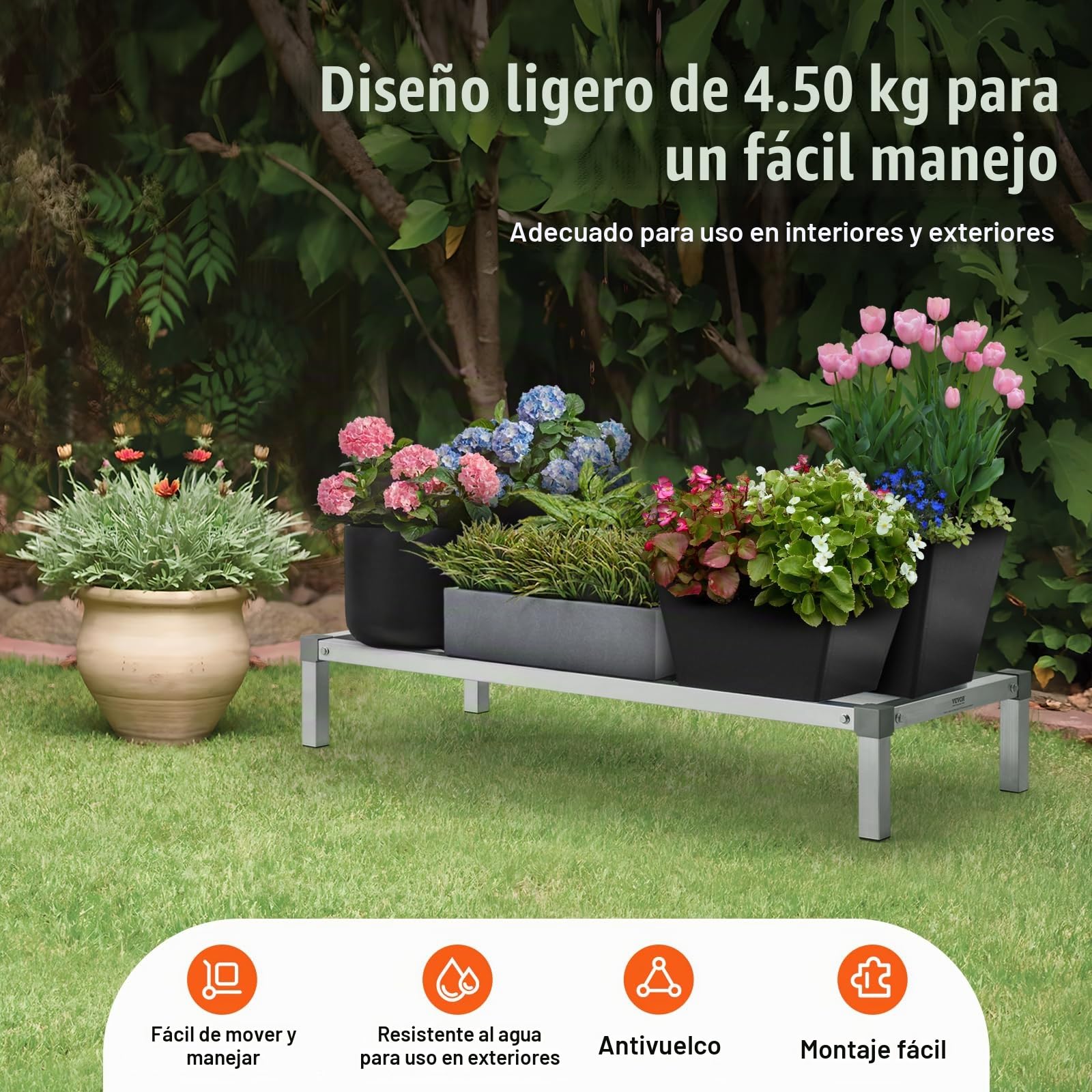 VEVOR Estante de Estiba de Aluminio 121,9x50,8x20,3 cm Estante de Almacenamiento Comercial Carga de 454 kg Fácil Montaje para Almacenamiento de Alimentos en Suelo, en Restaurantes, Cocinas, Garajes