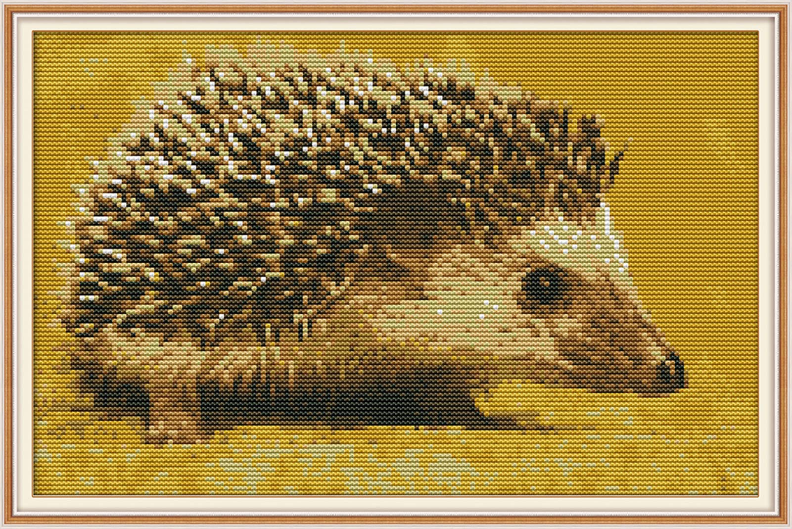 WOWDECOR Cross Stitch Kits for Adults Beginners Pre Printed, Little Hedgehog Animals 14ct Stamped Advanced DIY Embroidery Kits with Pattern