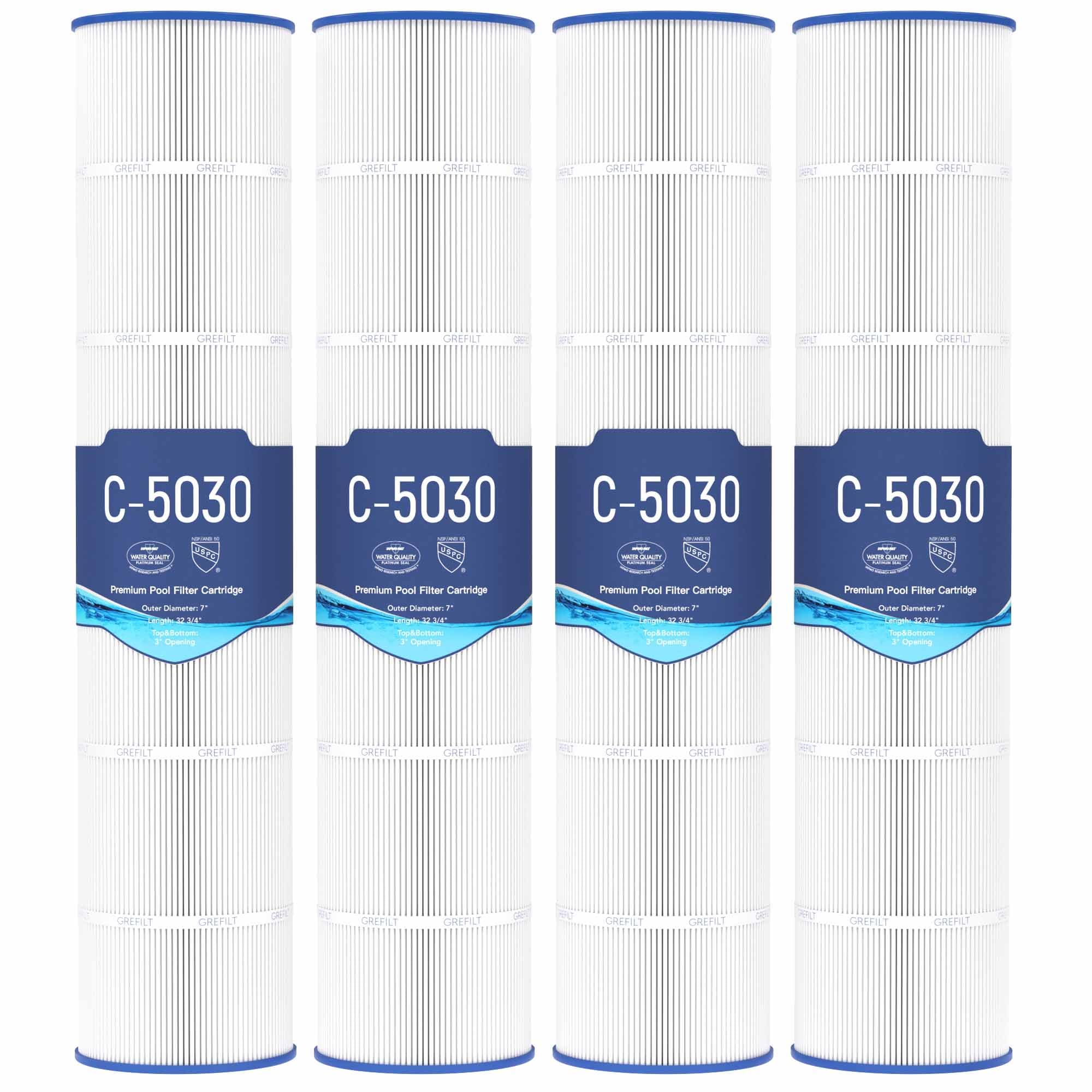 C5030 Pool Filter Cartridges, Replacement for Hayward SwimClear C5030, C5020, C5025, Replaces Hayward CX1280XRE, Pleatco PA131-PAK4, Unicel C-7494, Filbur FC-1227, 131 sq. ft. 4 Pack