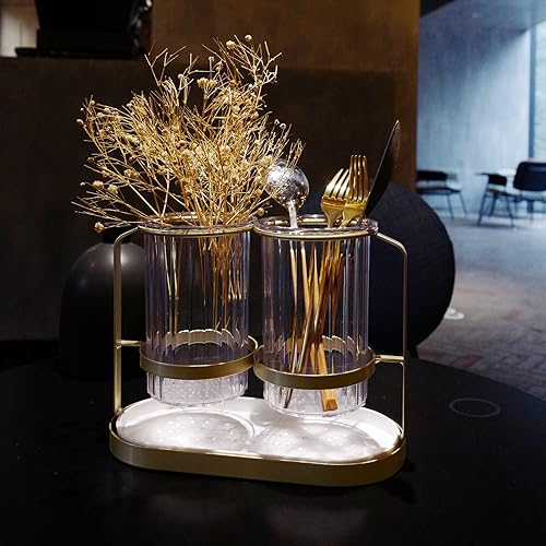 Miniatura 3 de Utensils Silverware Holder with Metal Bracket, Cutlery Caddy, Flatware Spoon Fork Knife Tabletop Organizer for Party Kitchen Dining Room - Gold