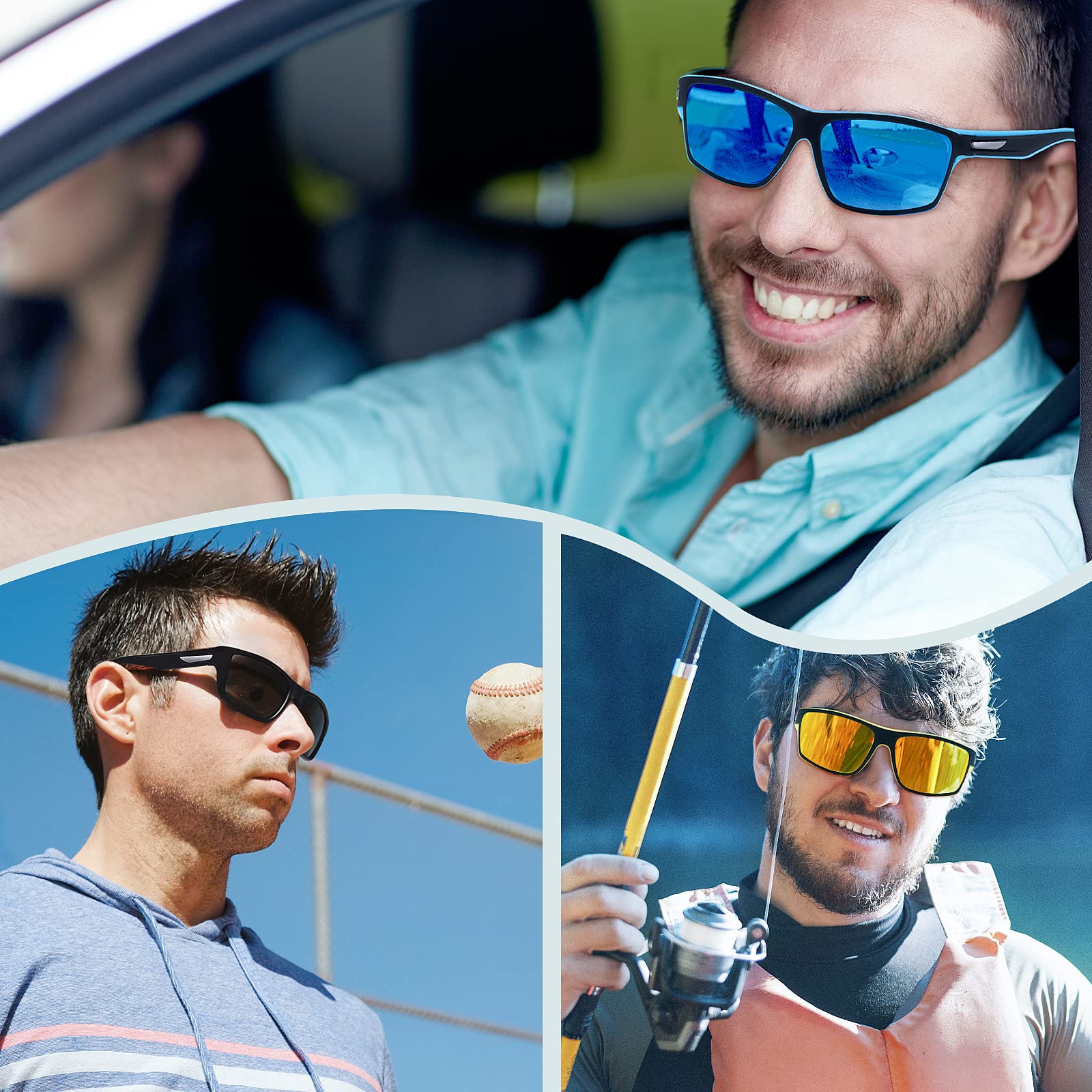 Sport Sonnenbrille Herren Polarisierte Sportbrille für Herren Damen zum Angeln Fahrrad Golfen Laufen UV400 Schutz