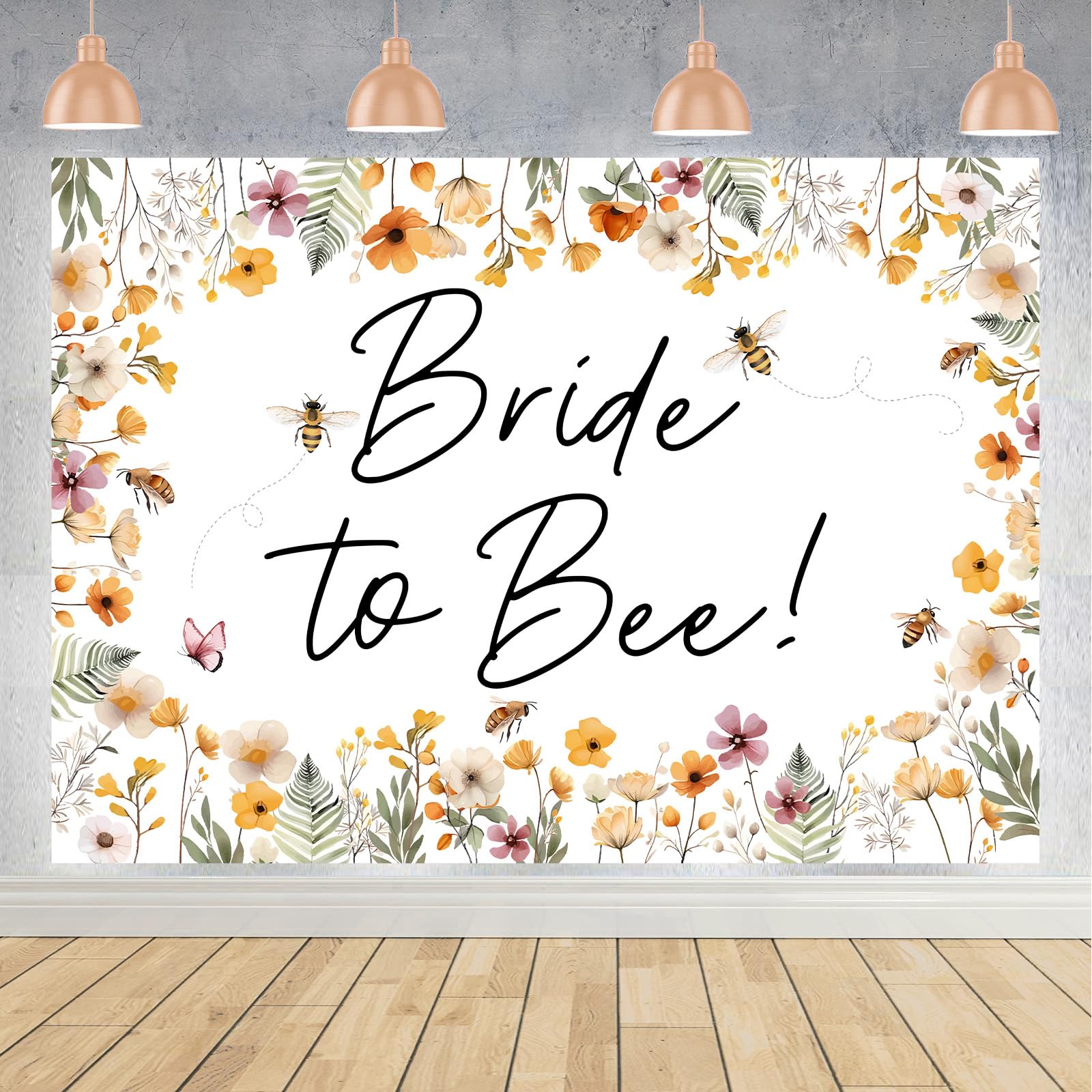 7 * 5ft Bride to Bee Bidal Shower Backdrop Bee Bridal Shower Decorations Honey Bee Bachelorette Decorations Flowers and Bee Backdrop for Photoshoot