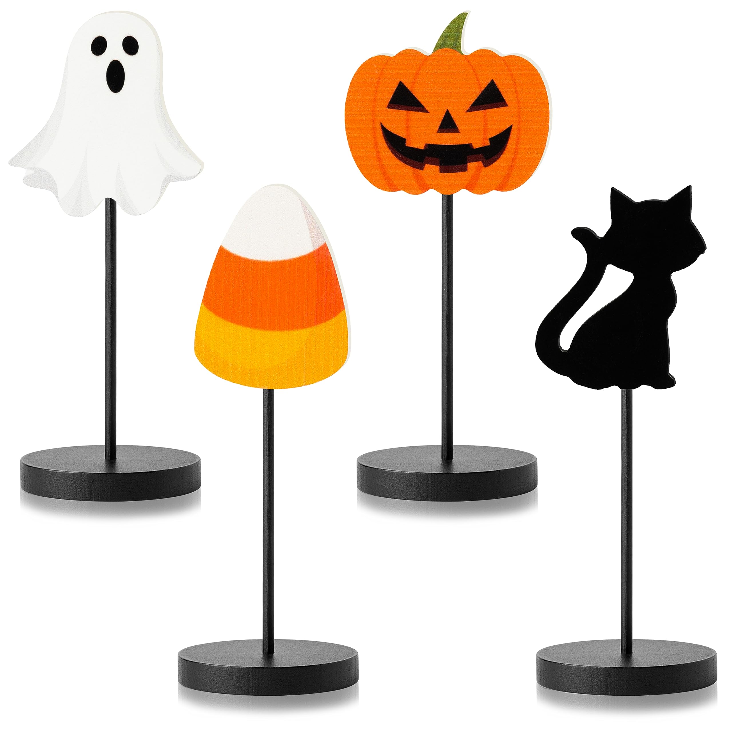 WATINC 4pcs Halloween Wooden Centerpiece Table Decorations
