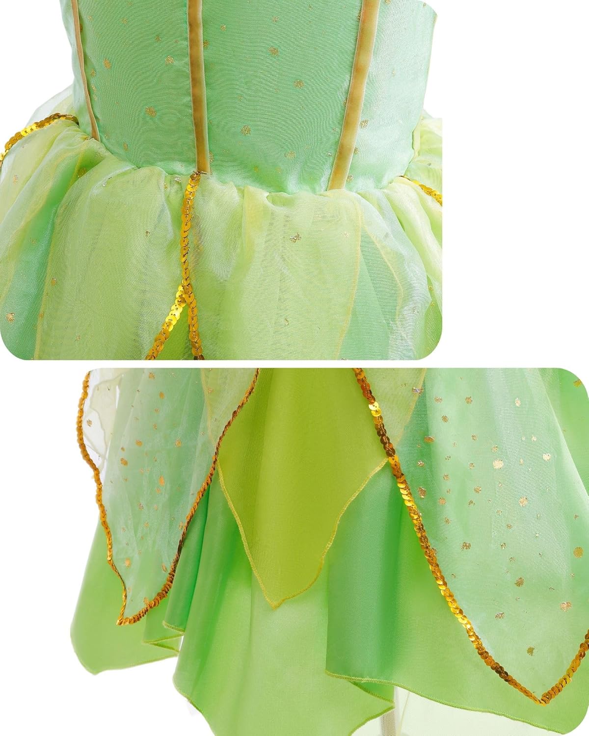 Dressy Daisy Green Fancy Fairy Halloween Costume Birthday Party Dress Up with Butterfly Wings for Toddler Girls Size 2T to 14 - Image 6