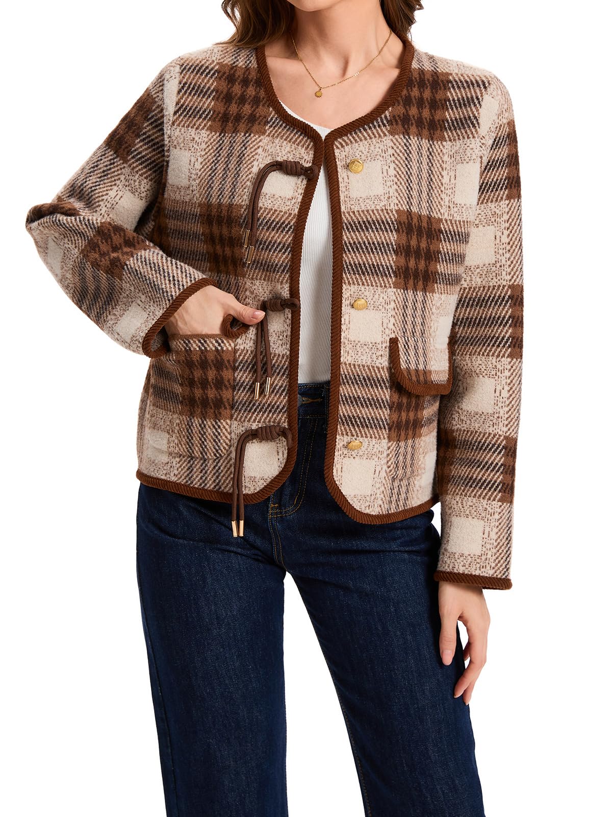 HOULENGS Damen Strickjacke Strickjacke (1er Pack)
