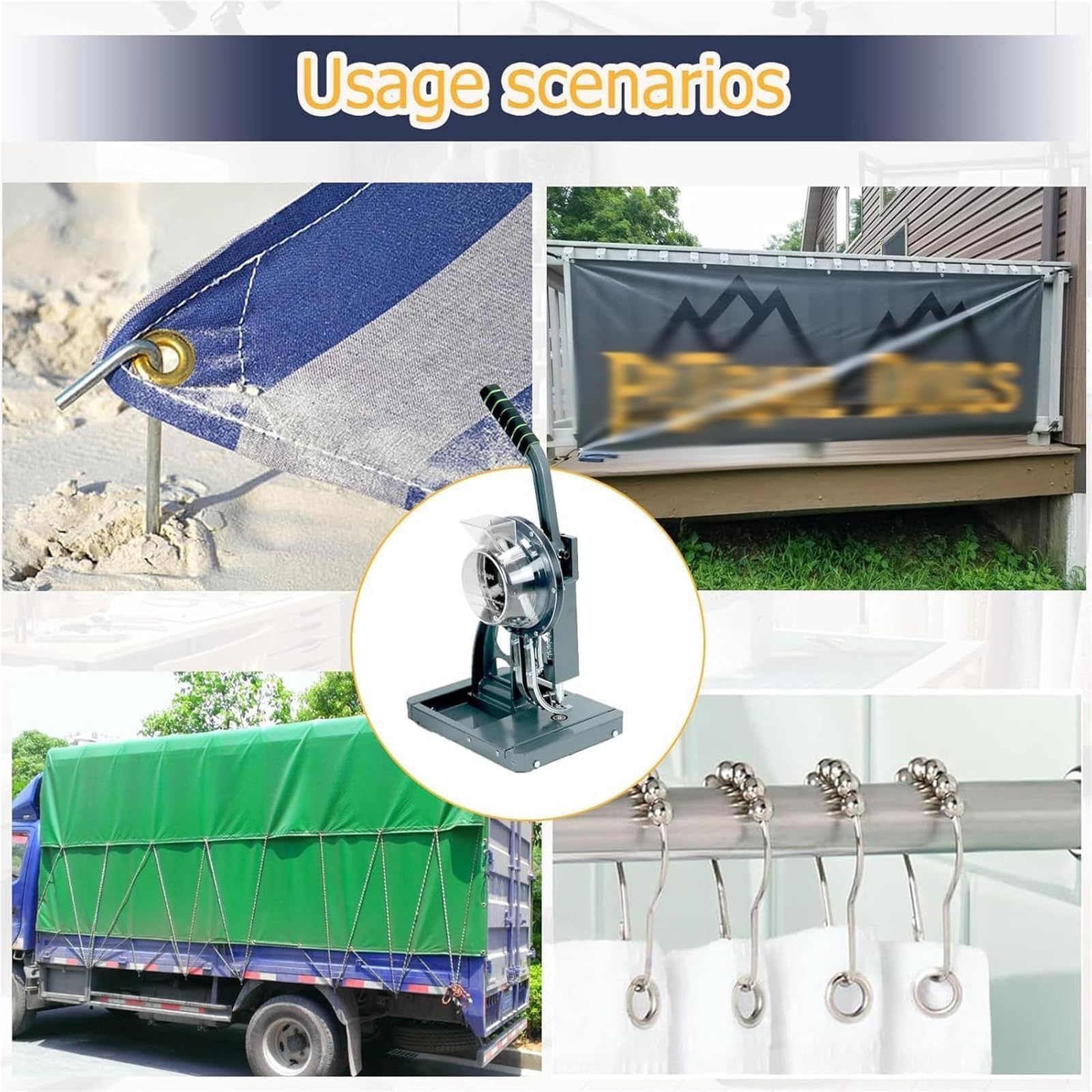 Máquina prensadora de arandelas, prensa manual semiautomática para ojales con 200 arandelas, máquina industrial de ojales para lonas, pancartas, cuero y proyectos de tela 10mm