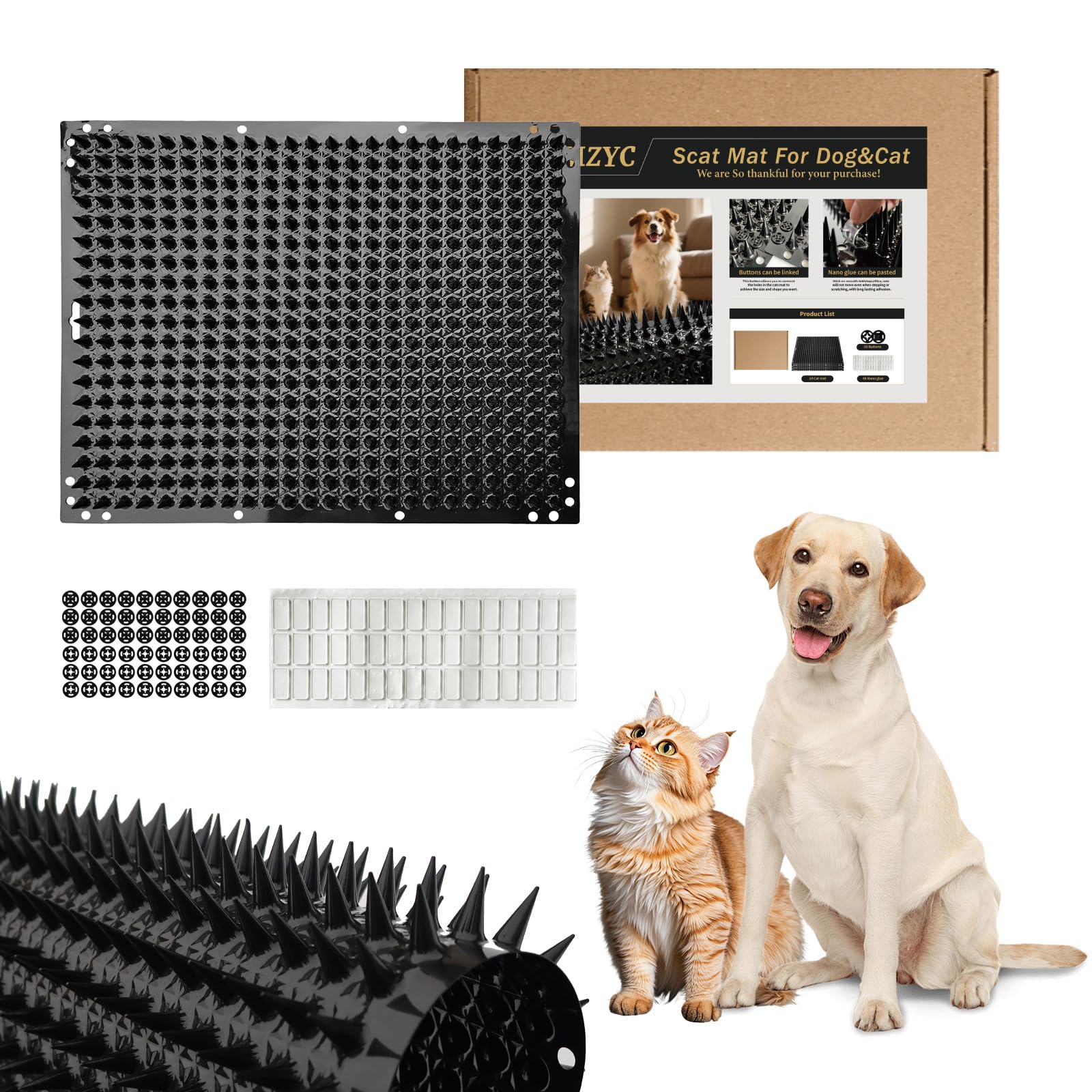Photo 1 of MZYC 10 Pack Scat Mat for Dog with Spikes, Scat Mat Keep Dogs Off Couch, Dog Repellent Mat Deterrent Indoor, Training Pads Keep Dogs Off Bed&Desk, 16 x 13 Inch Garden Scat Mats Outdoor&Indoor