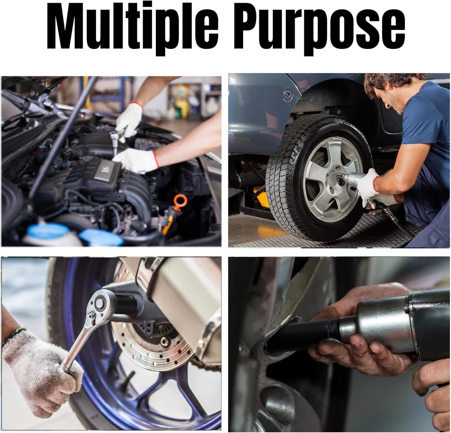 3/8" Drive Impact Socket Set, 50-Piece Standard SAE (5/16 to 3/4 inch) and Metric (8-22mm),6 Point, with Ratchet Handle, Extension Bar (3/8" Socket Set, Metric and SAE, 50pcs)