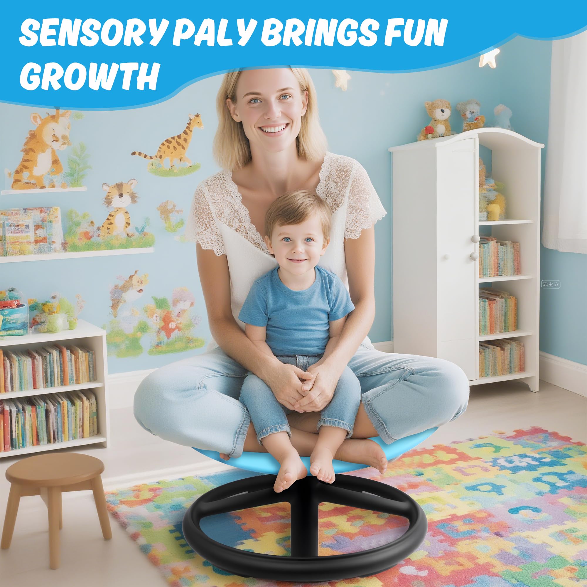 LGMCF Sensorik Drehstuhl für Kinder, 360° Balance Drehhocker trainiert mit Sicherheitsgriff, Sensorik Spielzeug für Autismus und ADHS Kinder zum Körperkoordination und Gleichgewicht