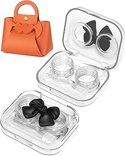 2pcs Contact Lens Case, Portable Eye Contact Lens Case Mini Box Container Leak-Proof with Tweezers Remover Tool Soak Cleaner Washer Holder Storage Kit for Travel Outdoor Daily and Home