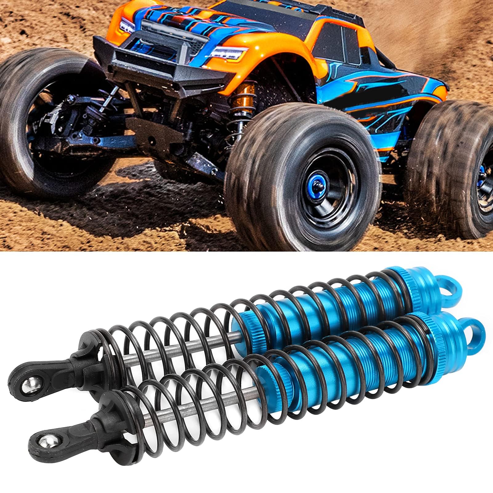 Amortisseur RC, 2 Pièces RC 144mm Rempli D'huile Réglable, Bonne flexibilité pour Les Voitures Tout-Terrain sur Chenilles 1/8 RC (Bleu)