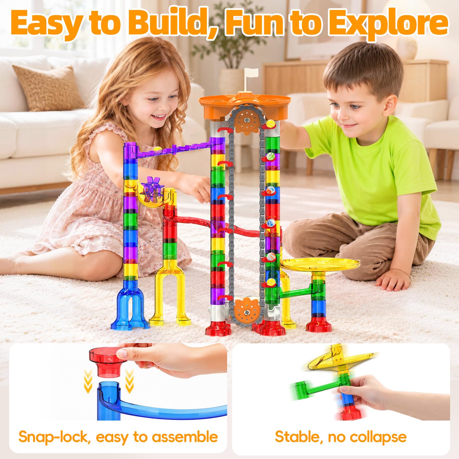 Marble Runs for Kids - 153 Pcs Maze Track -5