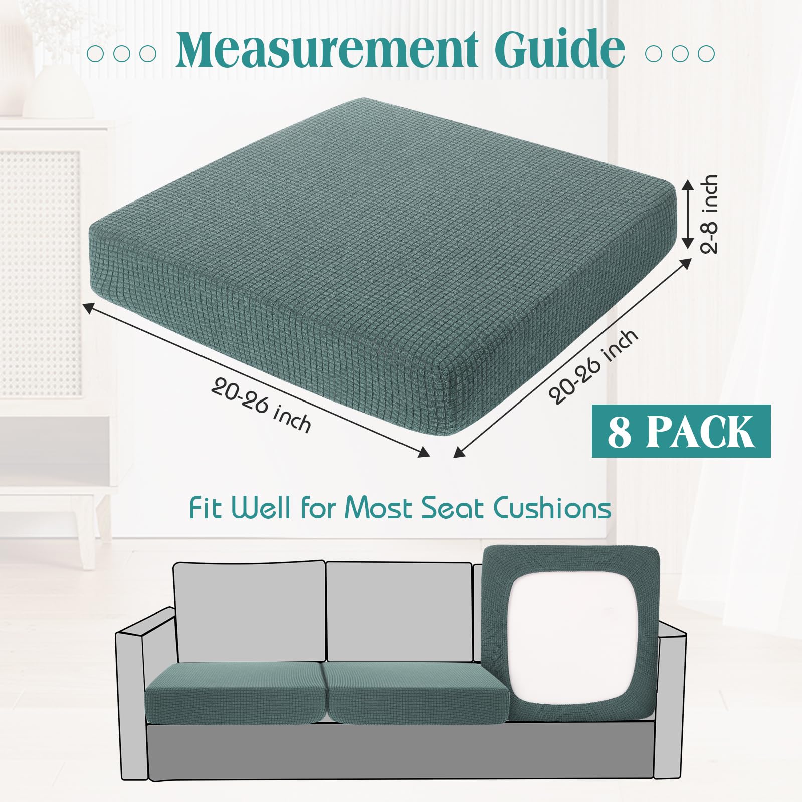 Dark Green Patio Sofa Covers - Stretch Slipcovers -3
