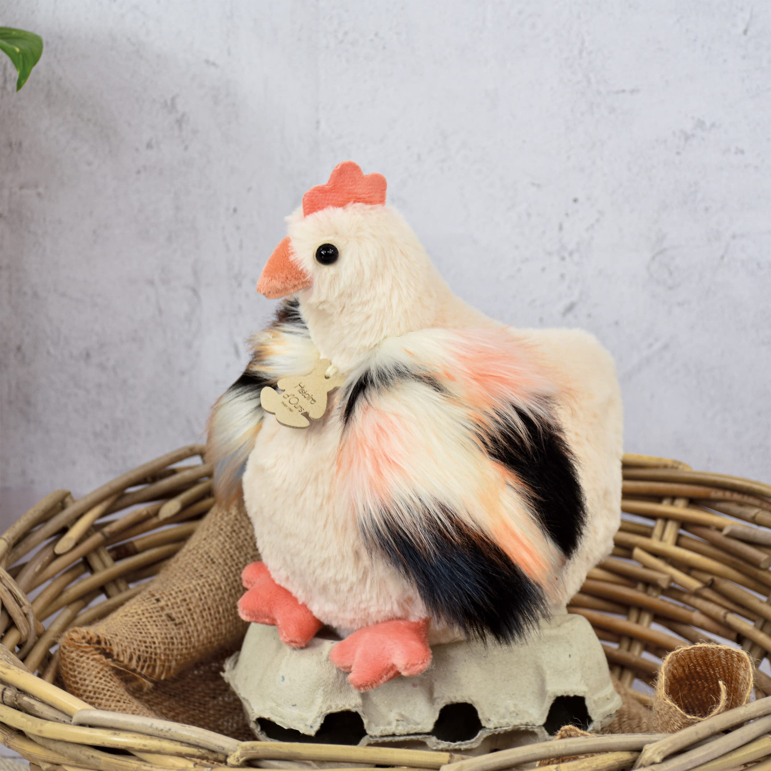 Histoire d'Ours - Pluche kip - boerderijdier - oranje kip - 20 cm - schattig en zacht - cadeau-idee voor geboorte en verjaardag meisje en jongen - HO3161