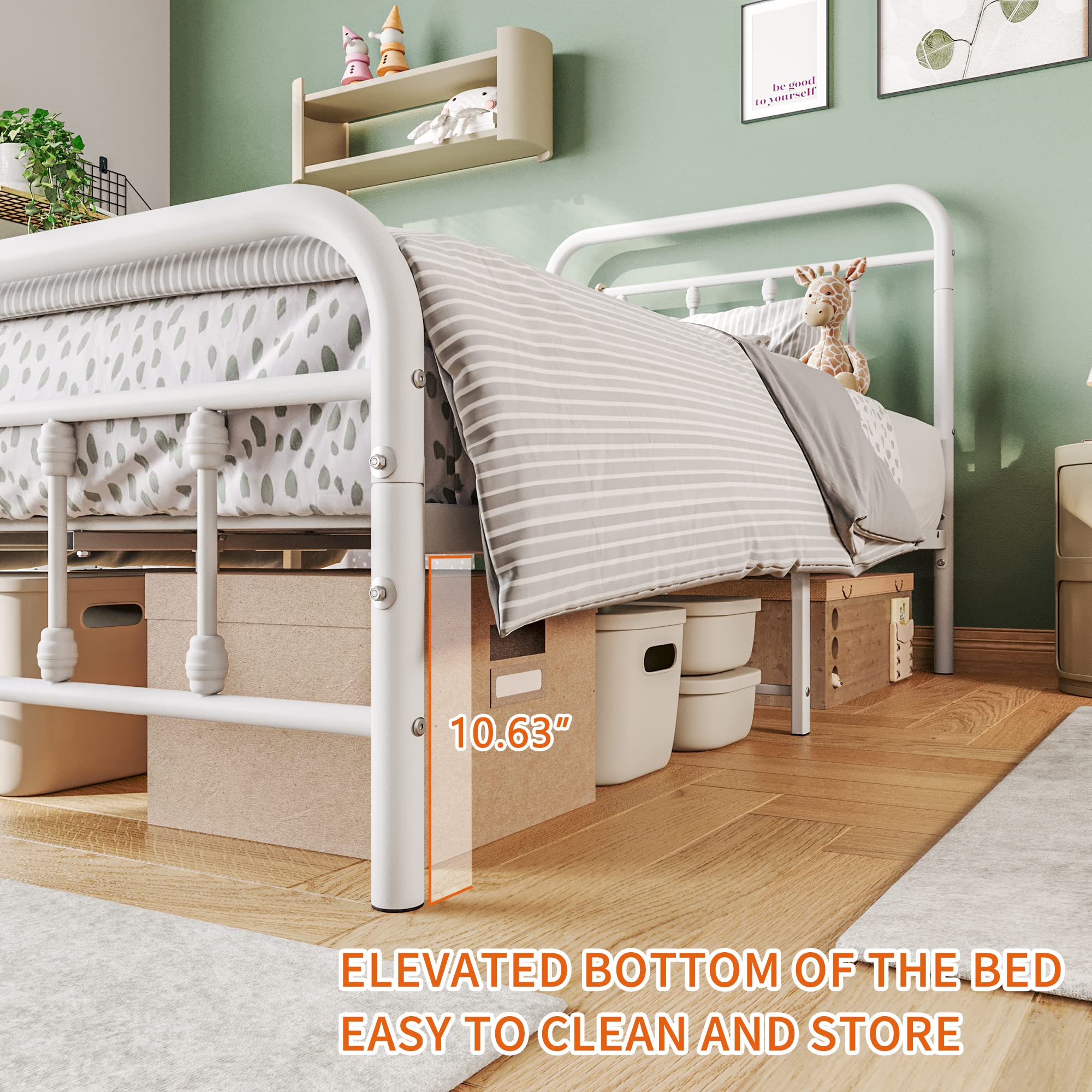 NNOOTK Marco de cama de tamaño matrimonial, marco de cama rústico vintage con cabecera y estribo de madera, soporte de 12 listones de madera, no necesita somier (marrón oscuro, matrimonial NNOOTK Marco de cama de tamaño matrimonial, marco de cama rústico vintage con cabecera y estribo de madera, soporte de 12 listones de madera, no necesita somier (marrón oscuro, matrimonial