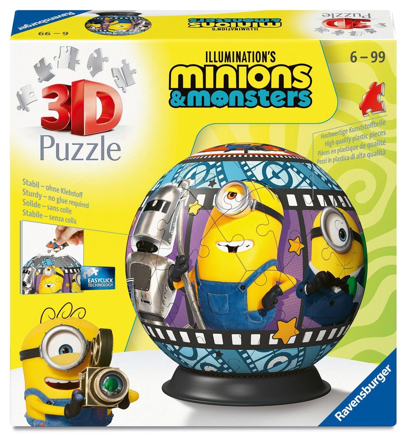 Ravensburger Minions & Monsters Puzzle Ball – 72 Pieces, 3D Puzzle Toy for Kids & Adults, Fun Interactive Brain Teaser