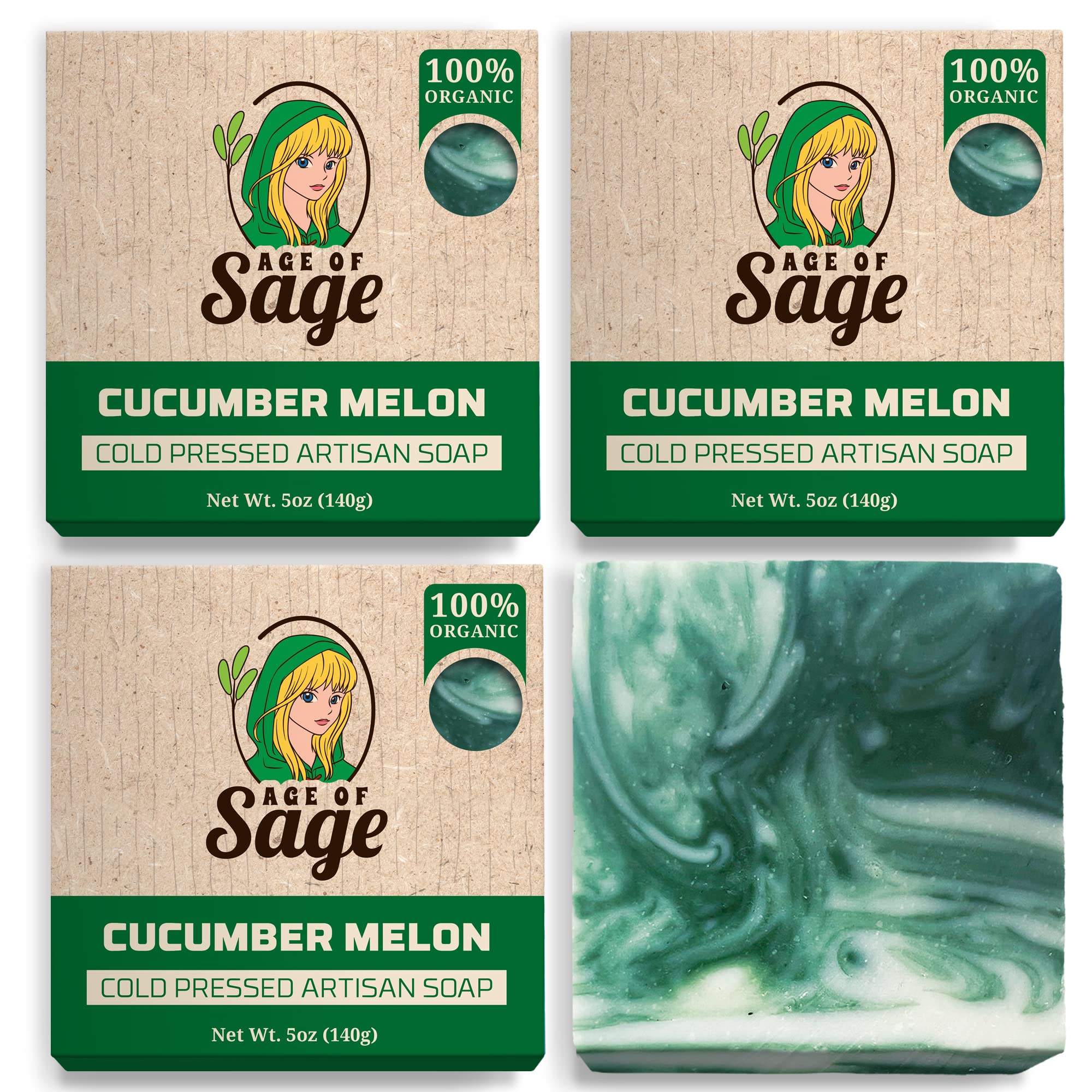 Age of Sage Natural Bar Soap for Men - Vegan Bath Soap Bars Gift Set - Handmade Cold Process Artisan Soap w/Essential Oil, All Moisturizing Wash Soaps