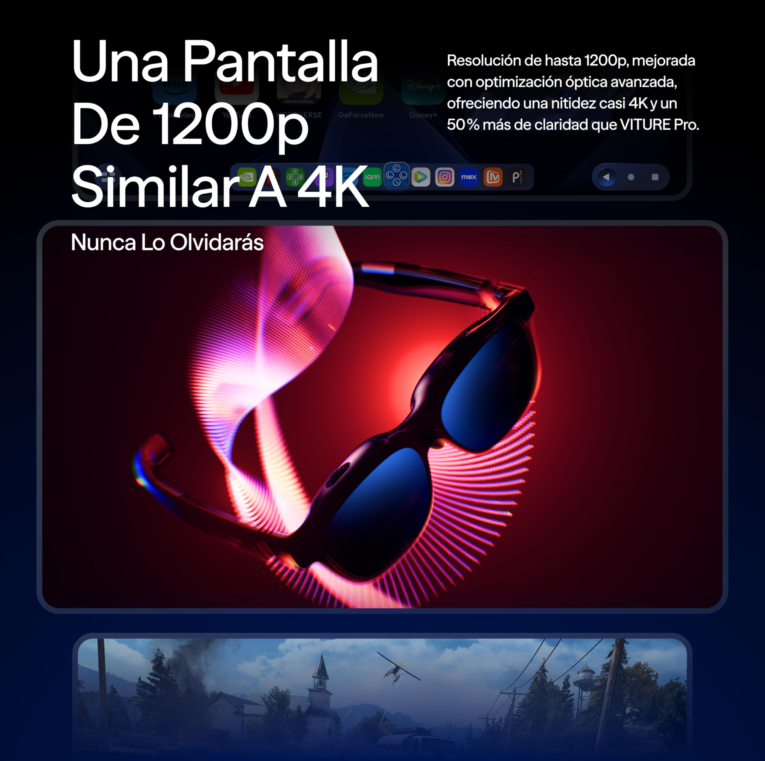 VITURE Luma Pro XR Gafas— Pantalla Ultra Sharp 152” 1200p 120Hz, 52° FOV, Película Electrocrómica, Harman Audio, Ajuste de Brillo, para iPhone 17/16/15, Android, Mac, PC, Steam Deck, Switch 2-Regular