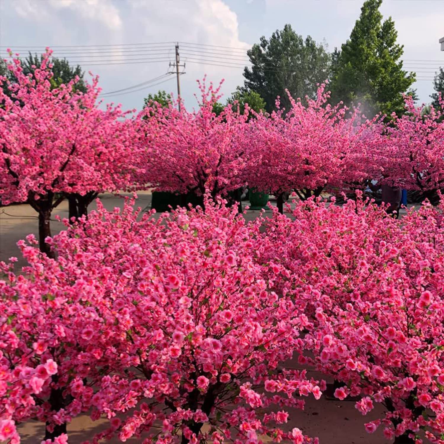 ZLZNX Fiore Artificiale Cherry Blossom Tree Viti Finte Fiori Fatti A Mano per La Casa, La Festa Nuziale, Il Giardino, L'Ufficio, La Decorazione Natalizia,Rosa,1.5m*0.80m
