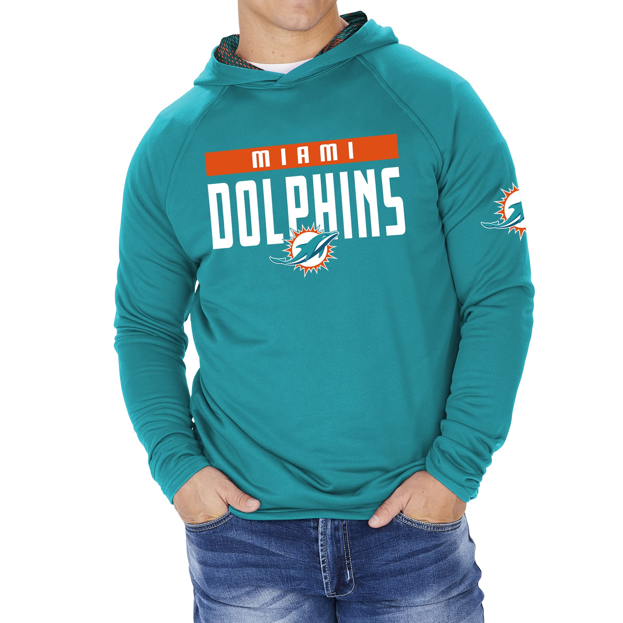 Zubaz NFL Football Men's Solid Team Hoodie with Camo Lined Hood and Sleeve Graphic — view 107