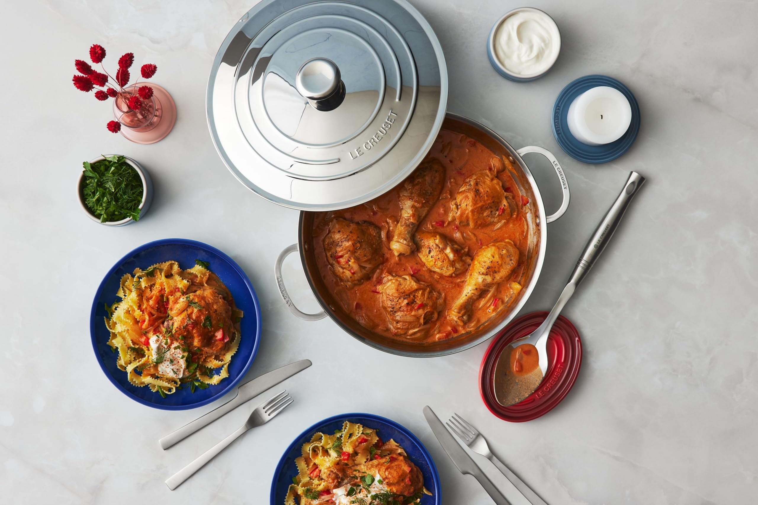 Le Creuset Shallow Casserole with Lid, 3-Ply Signature Stainless