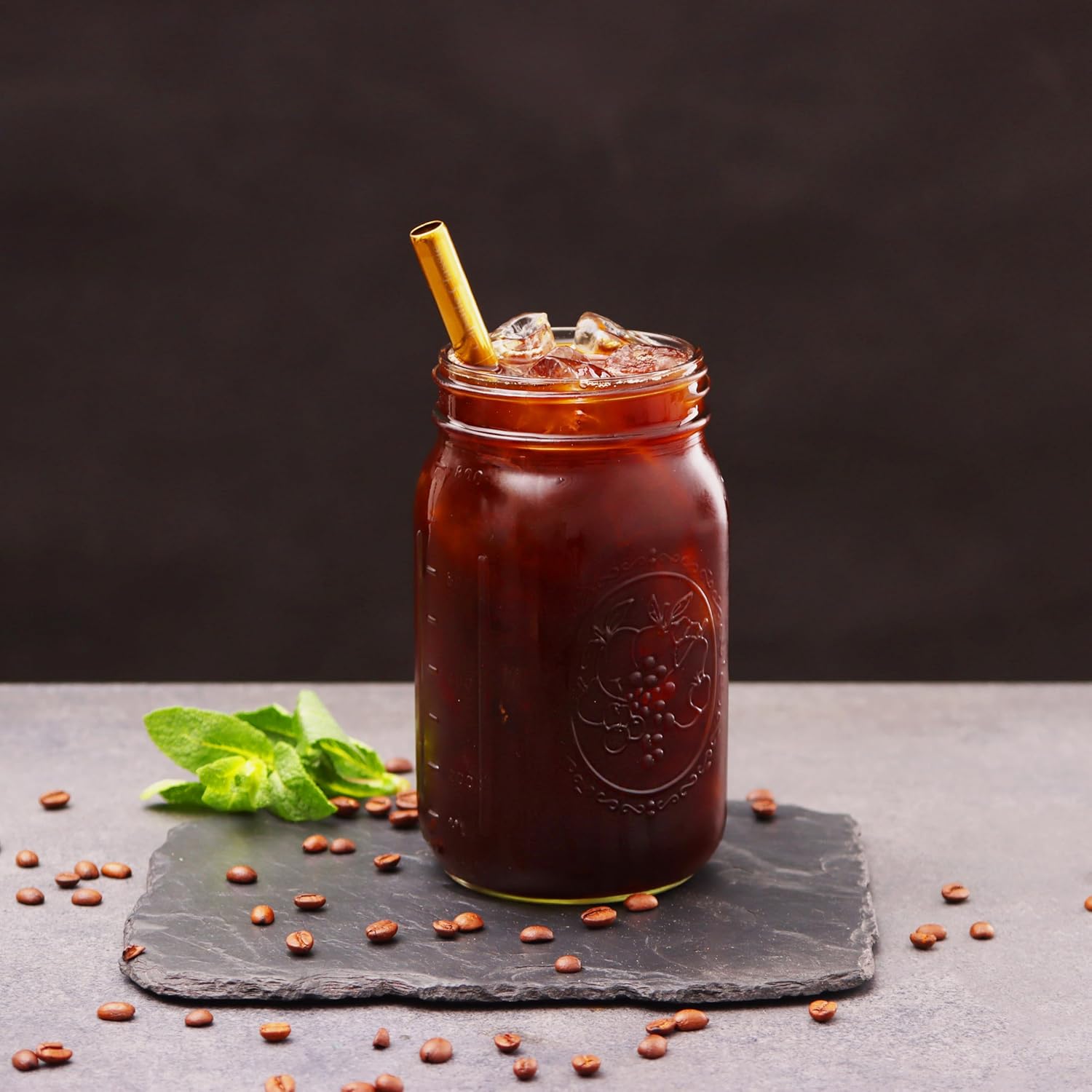 Reusable Boba Bubble Tea & Smoothie Cups - 2 Glass Wide Mouth 32oz Mason Jars with Bamboo Lids - 2 Reusable Gold Stainless Steel Boba Straws - Image 5