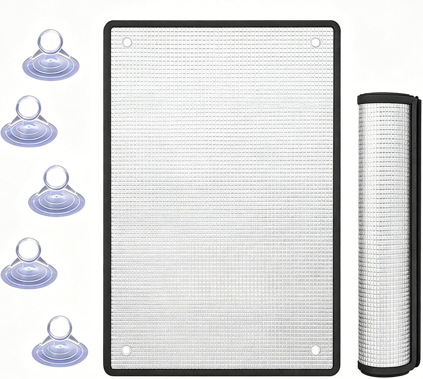 Heat Control Reusable Aluminum Foil Window Film With Suction Cups Anti UV Reflective Privacy Cover(Black,140x180cm)