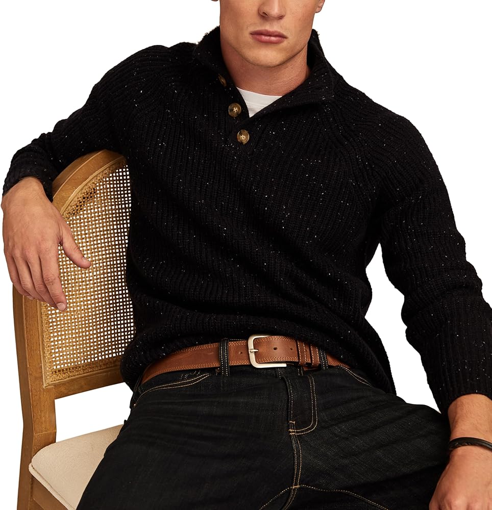 Lucky Brand Men's NEP 1/4 Mock Neck Sweater, Cadet Navy at Amazon