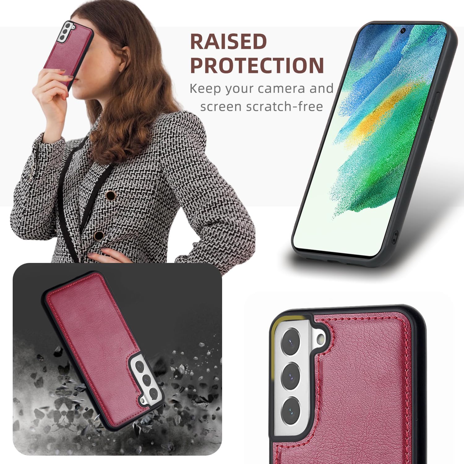 Asuwish Phone Case for Samsung Galaxy S20 FE 5G 6.5 inch Zipper Wallet Detachable Cover with Screen Protector and Card Holder Slot Cell S 20 EF UW S20FE5G S20FE 20S S2O Fan Edition 4G Women Men Red
