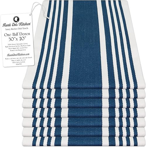 Aunti Em's Kitchen Toallas de cocina y manos de diseñador tejidas de 100% algodón de cultivo responsable, grueso y lujoso, de gran tamaño de 20 x 30