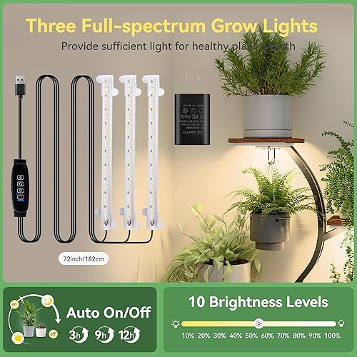 Miniatura 5 de Soporte para plantas de interior con luces de crecimiento, estante de metal de 9 niveles, soporte para plantas para interiores, estantes de