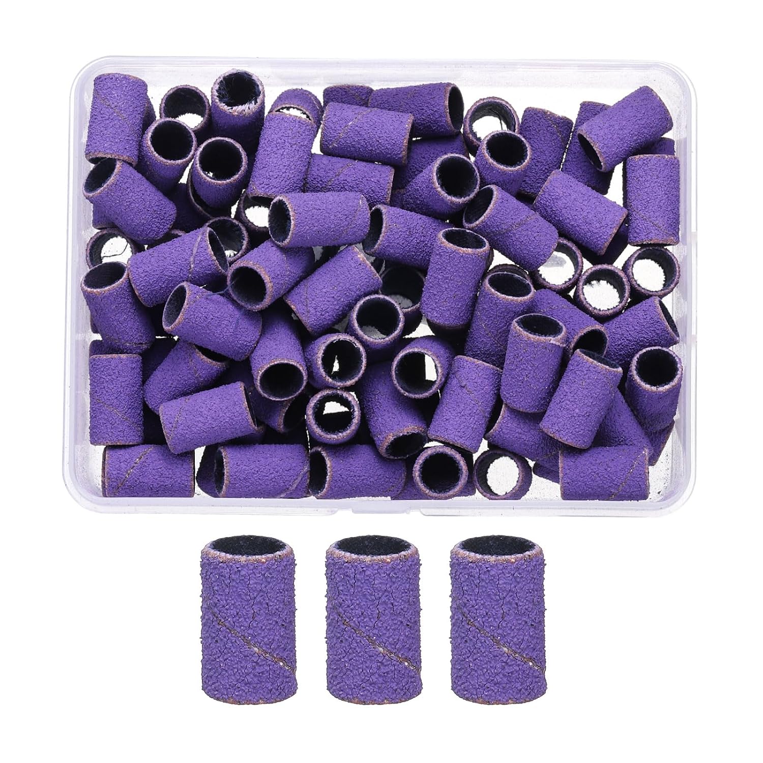HARFINGTON 100pcs Small Sanding Bands 120 Grit for Nail Drill Bits Mini Sanding Band for Nails Gel Manicures Purple