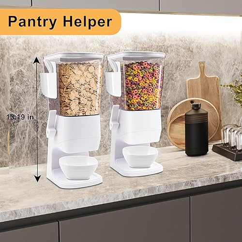 Miniatura 4 de Dispensador de cereales para encimera con cuencos, cucharas, caja de cubiertos, contenedores de cereales de 3.2 L, dispensador de aperitivos para