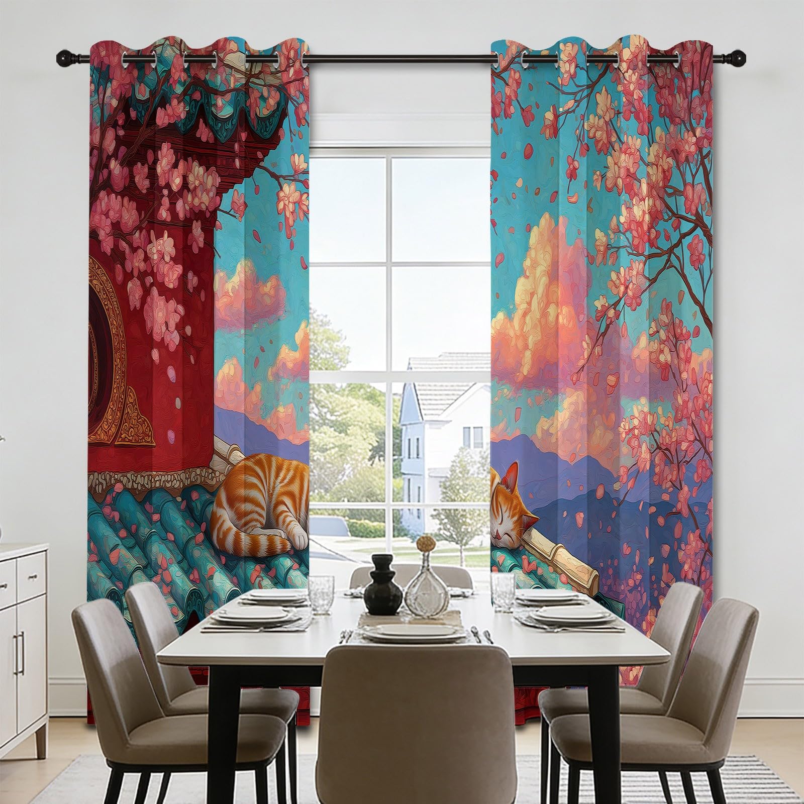 Cortina térmica con ojales, lote de 2 117 x 138 cm, multicolor