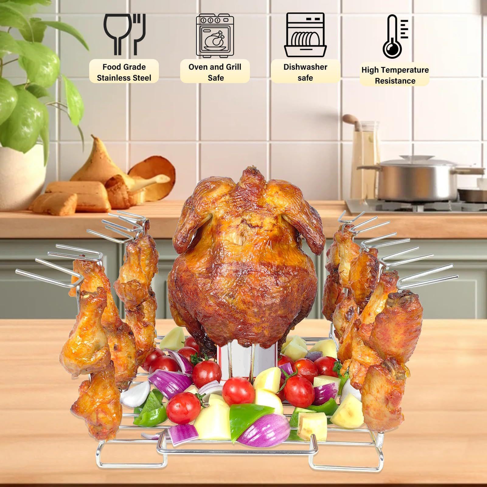 Supporto per lattine di , supporto per pollo, 4 in 1, per pollo intero