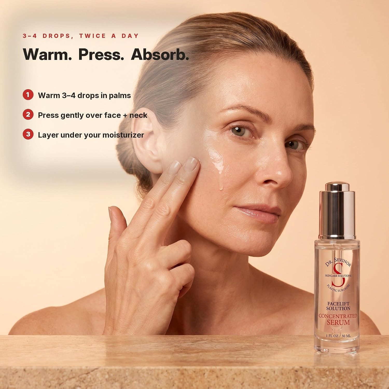 Dr. Sevinor’s NEW Genuine Facelift Solution Concentrated Serum Jumpstarts Tired Looking Skin, Diminishes Wrinkles/Lines Renews Skins Elasticity
